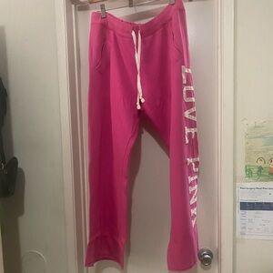 VICTORIA SECRET BOYFRIEND Cozy Sweatpants with Side 'LOVE PINK' Script
